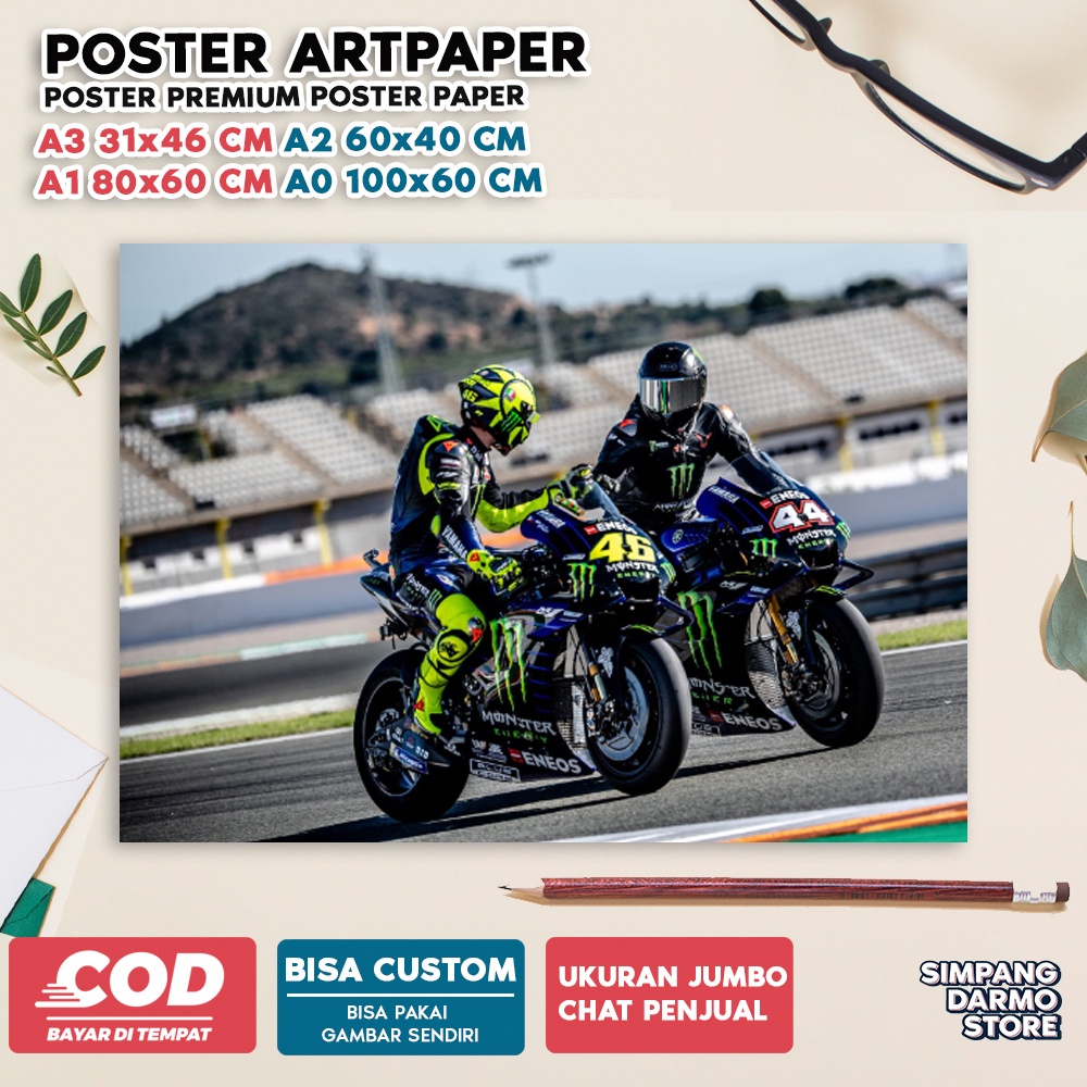 TOKO POSTER DARMO STORE Poster Valentino Rossi VR46 Moto GP Pembalap Legendaris MotoGP Mandalika Paj
