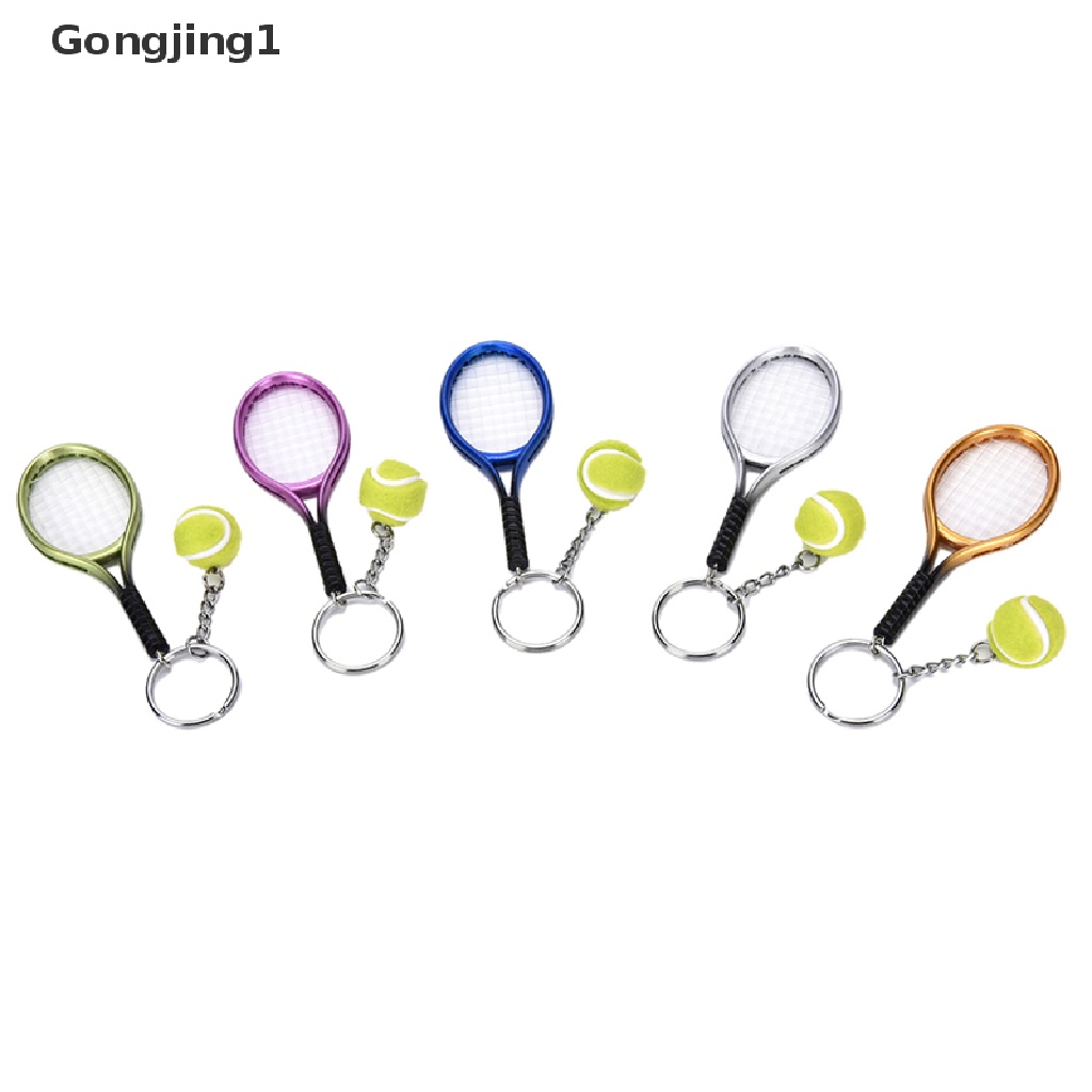 Gongjing1 Gantungan Kunci Bentuk Raket Tenis 3D Bahan Metal Untuk Hadiah