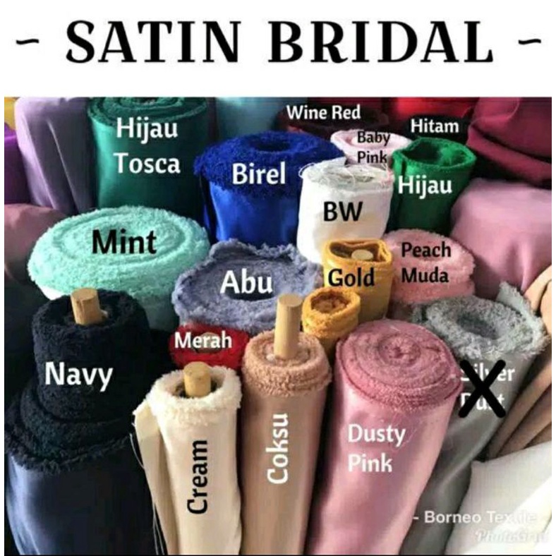 Kain satin bridal Bahan satin bridal Bahan gaun Kain murah