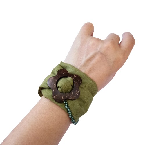 Gelang  Handmade Kain  Wanita Etnik Hijau Polos Gesyal