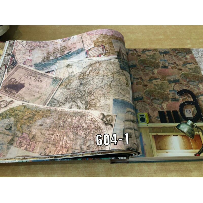 Wallpaper Dinding Motif Lembaran Peta Dunia Kuno Chr Special