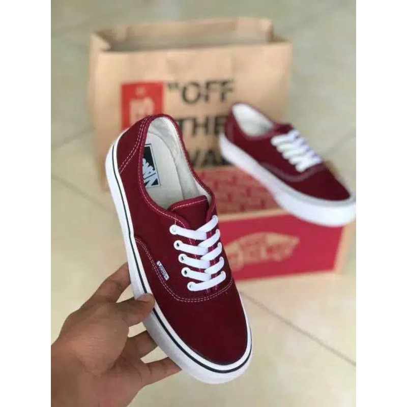 SEPATU VANS AUTHENTIC MAROON CLASSIC 100% BNIB IMPORT WAFFLE IFC MADE IN CHINA