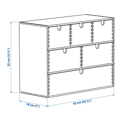 MOPPE Lemari laci mini plywood kayu birch 42x18x32 cm