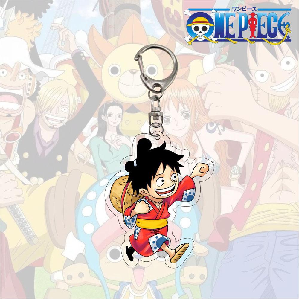 Agustina Luffy Gantungan Kunci Luffy Hadiah Dua Sisi Miniatur Scultures Acrylic Key Ring