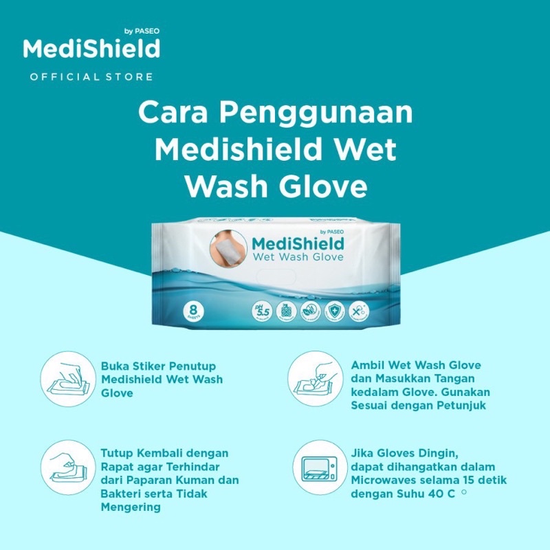 Medishield by Paseo Wet Wash Glove Tisu Tissue Basah Waslap Traveling Umroh Ibadah Haji Seka Bayi Pasien // DoCare Do Care Tisu Waslap WASHGLOVE Seka Tubuh  HALAL MUI KEMENKES BPOM  EASYCARE WET GLOVE NON PARFUME