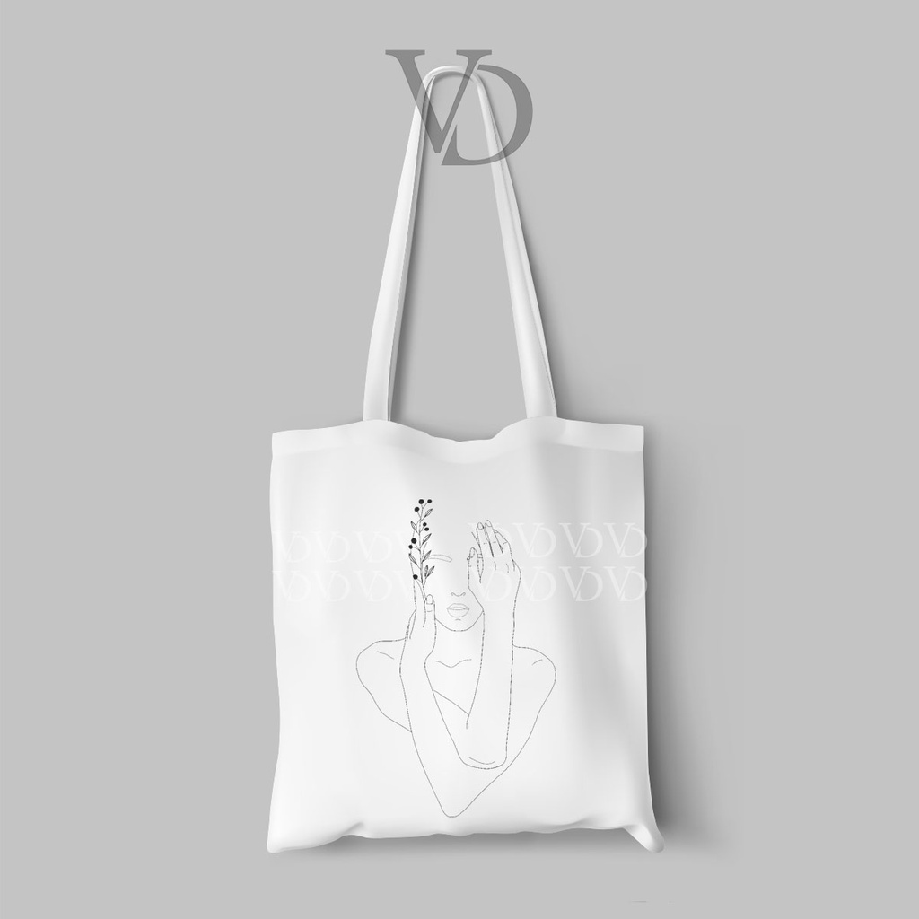 tote bag kanvas motif line art drawing / tas belanja aesthetic