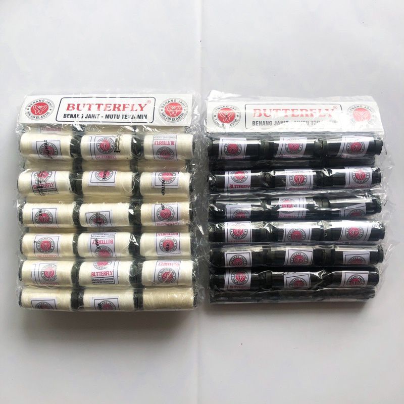 36pcs benang hitam putih butterfly