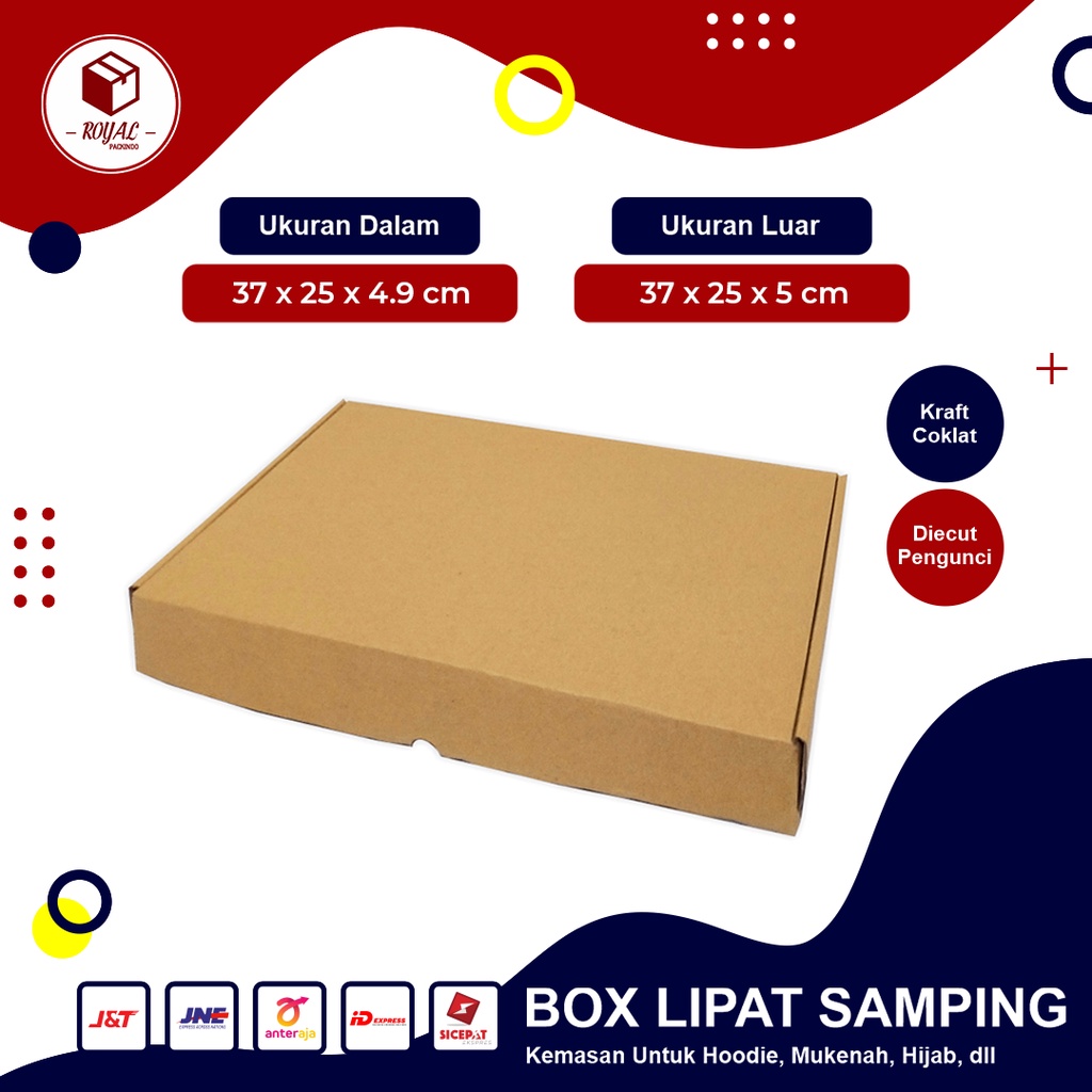 Box ( 36 x 25 x 4 cm ) Kardus/Polos/Packing/Aksesoris/Baju- Bisa custom sablon printing