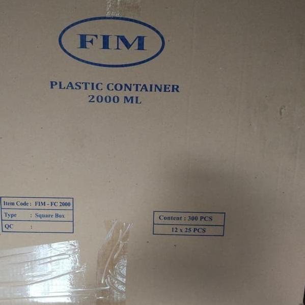 ➷ Food Container/Thinwall 2000 ml Square + Tutup Warna Merah Merek FIM ➸