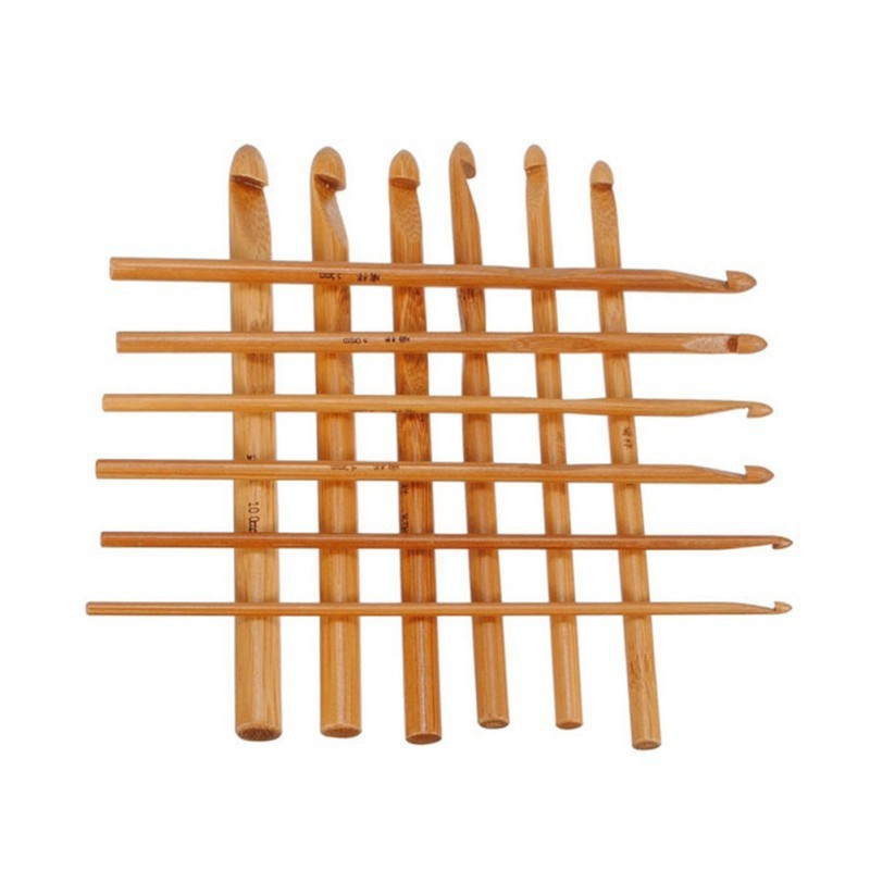 Set hakpen bamboo 12pc alat rajut jarum rajut crochet knitting import berkualitas