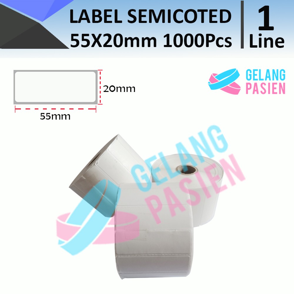 

Label Barcode Semicoated ukuran 55 x 20 mm 1000 pcs / Roll