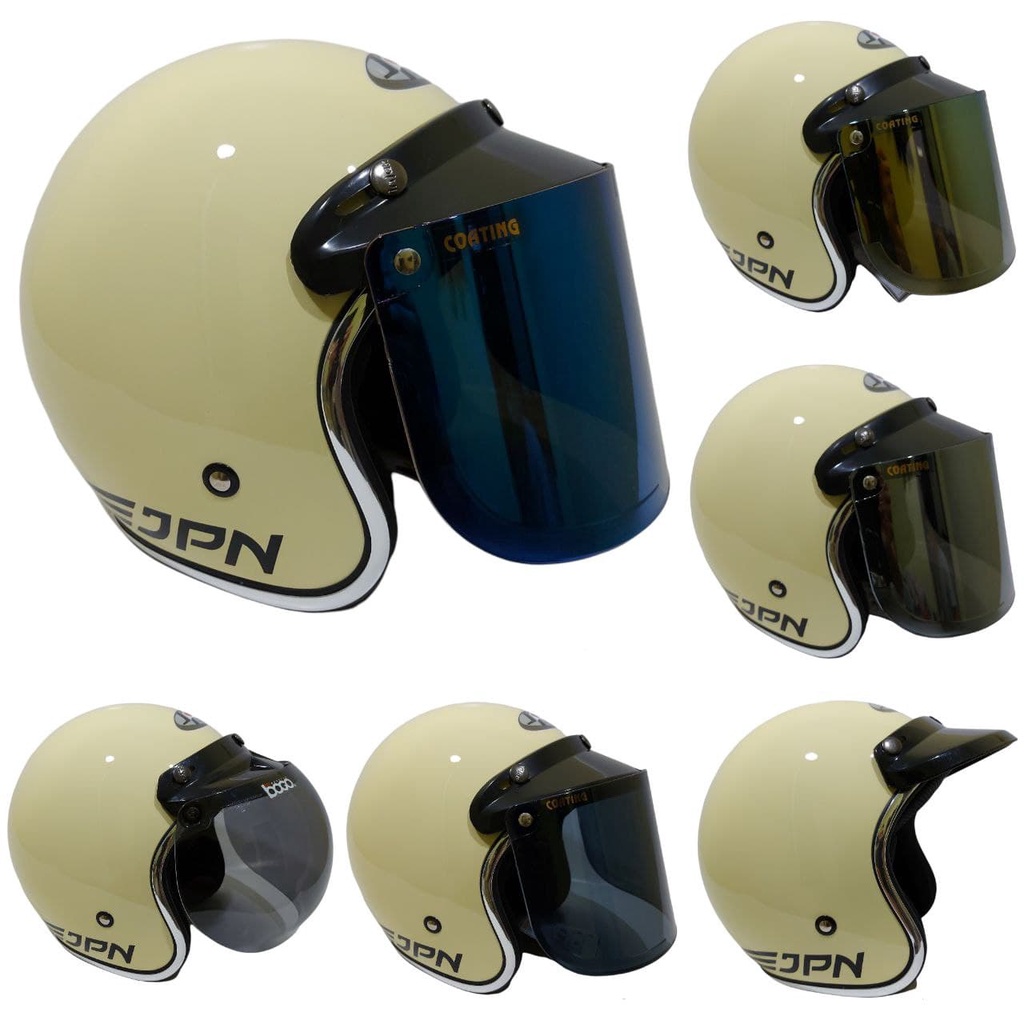 Helm jpn retro Cream Gloss List Chrome/croom