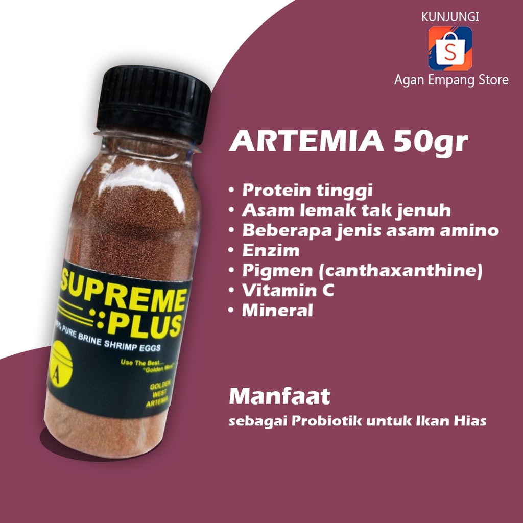 ARTEMIA SUPREME PLUS 50 GRAM / PAKAN BURAYAK CUPANG / PAKAN IKAN HIAS / PELET CUPANG / MAKANAN IKAN 
