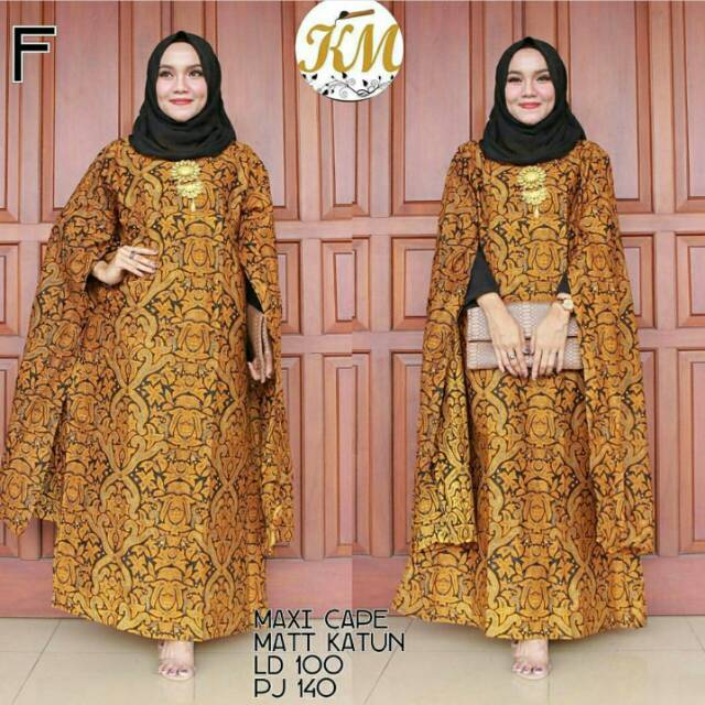 MAXI CAPE KATUN BATIK WANITA SERAGAM KONDANGAN LONGDRESS BATIK HIJAB MUSLIMAH