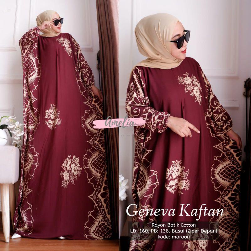 Mita Kaftan Wanita Rayon Batik Premium Gamis Jumbo Kekinian Dress Bigsize LD 160 cm