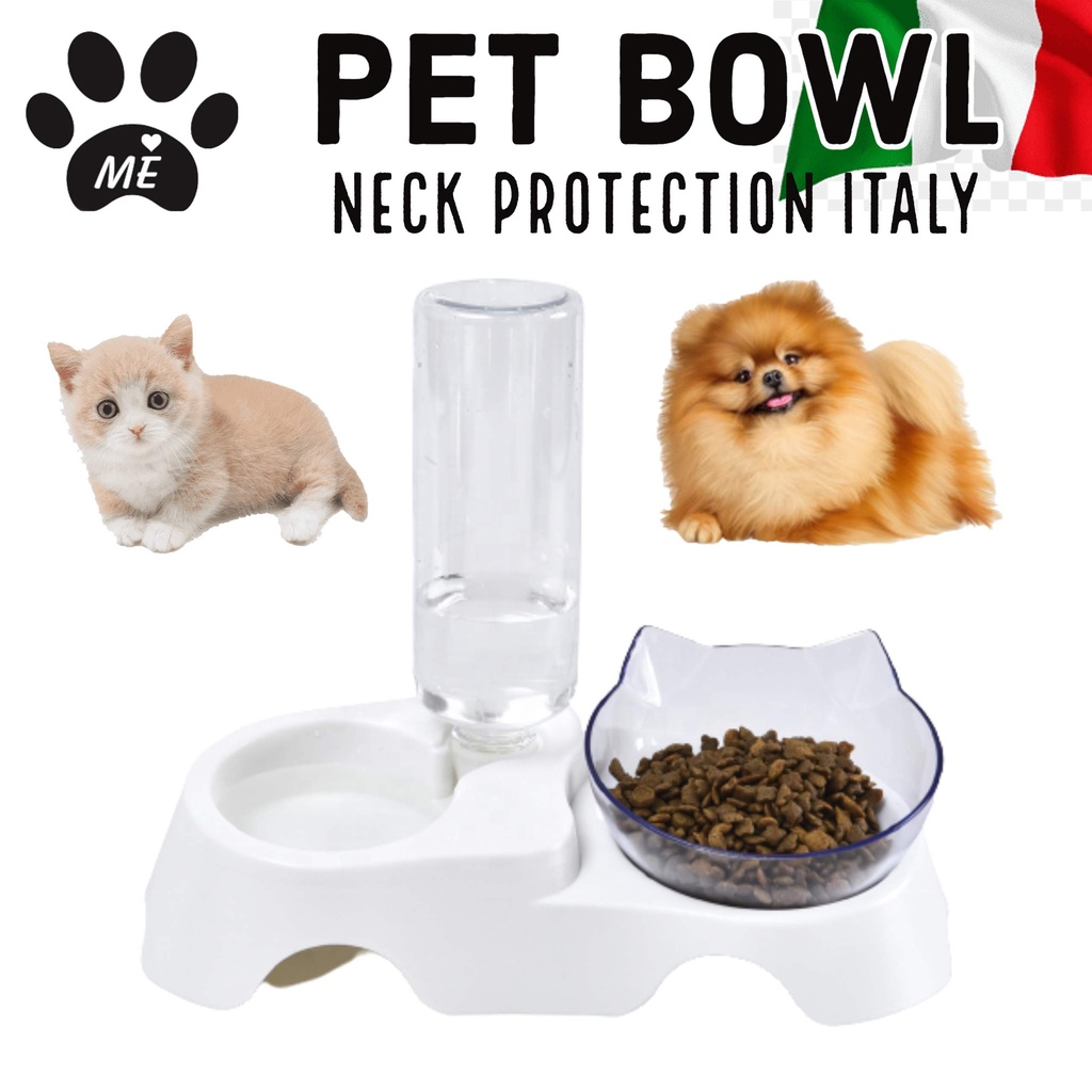 Pet Bowl Anti Slip &quot;NECK PROTECTION ITALY&quot; With Bottle For Cat &amp; Dog