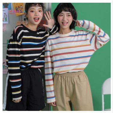 gfs (COD) STRIPE PELANGI / RAINBOW NESVI / KAOS WANITA PELANGI TEE