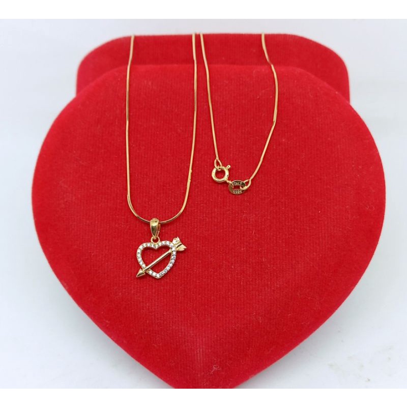 kalung kasandra + liontin love panah mp/ kalung perak asli silver 925 lapis emas/ kalung fashion wanita