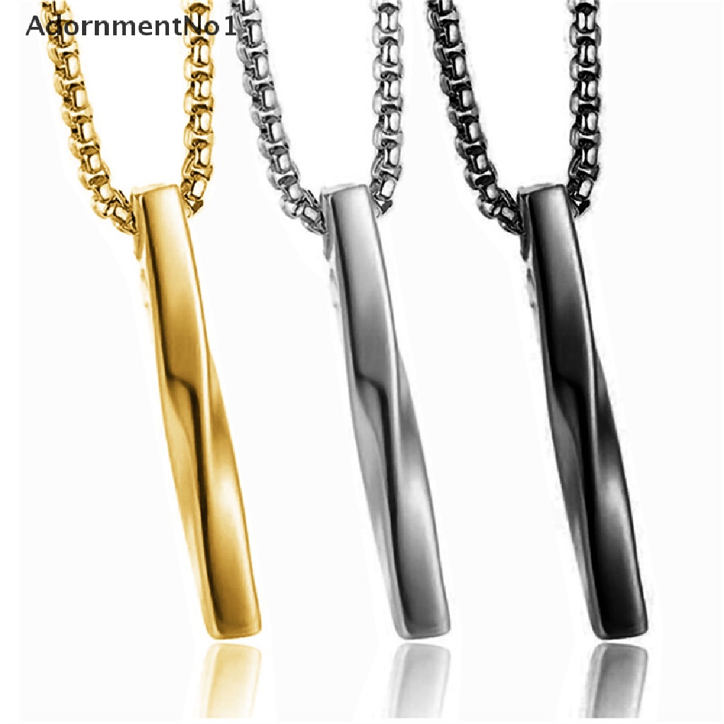 (AdornmentNo1) Kalung Rantai Dengan Liontin Persegi Panjang Bahan Stainless Steel Untuk Pria