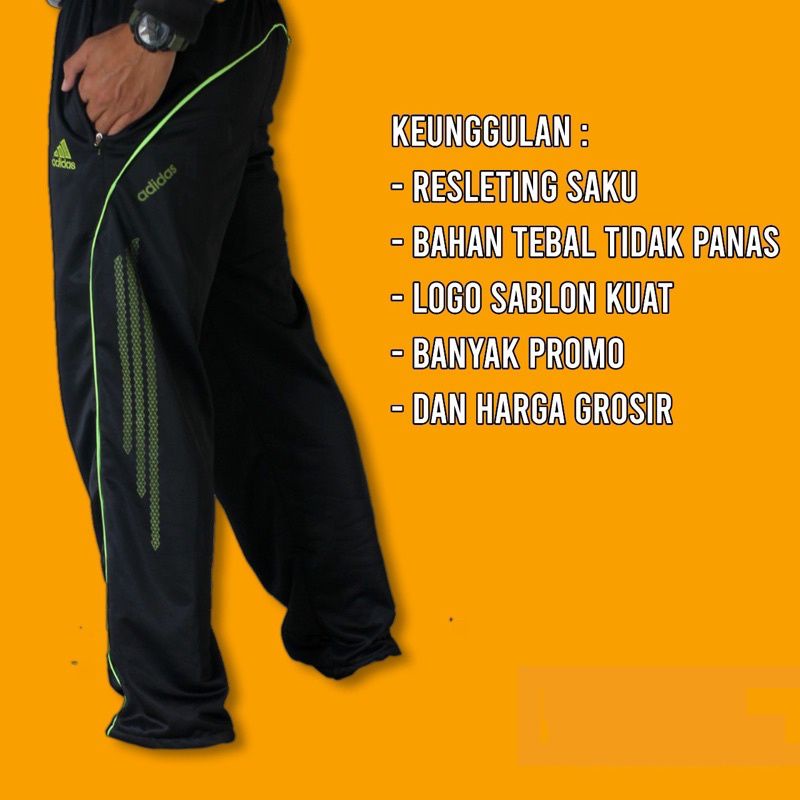 Training Pria Bahan Lotto Premium Merk Adidas Warna Hitam All Size XL Trening Panjang List Premium Celana Olahraga Trening Training Pria Wanita Standar Jumbo