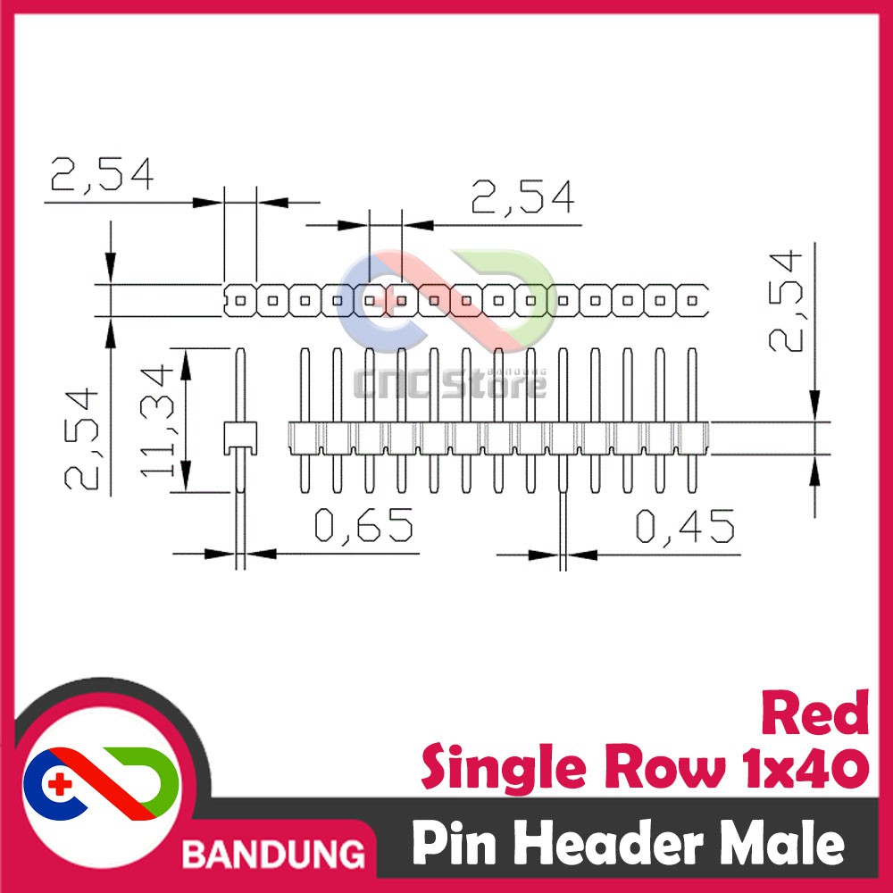 PIN HEADER MALE STRIP SINGLE ROW 1X40 2.54MM RED MERAH