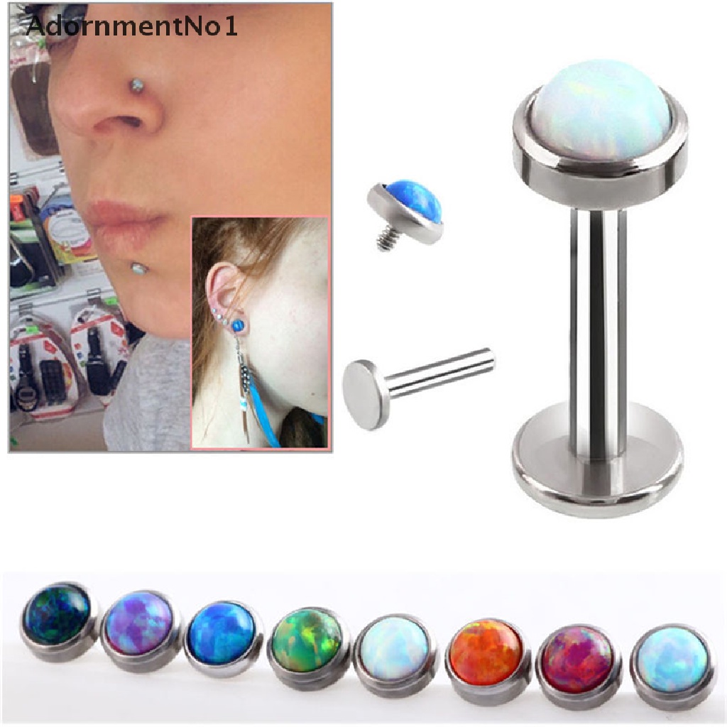 (AdornmentNo1) Anting Tindik Bibir / Hidung / Tubuh Aksen Opal Kristal Ukuran 6-8mm Untuk Perhiasan Wanita