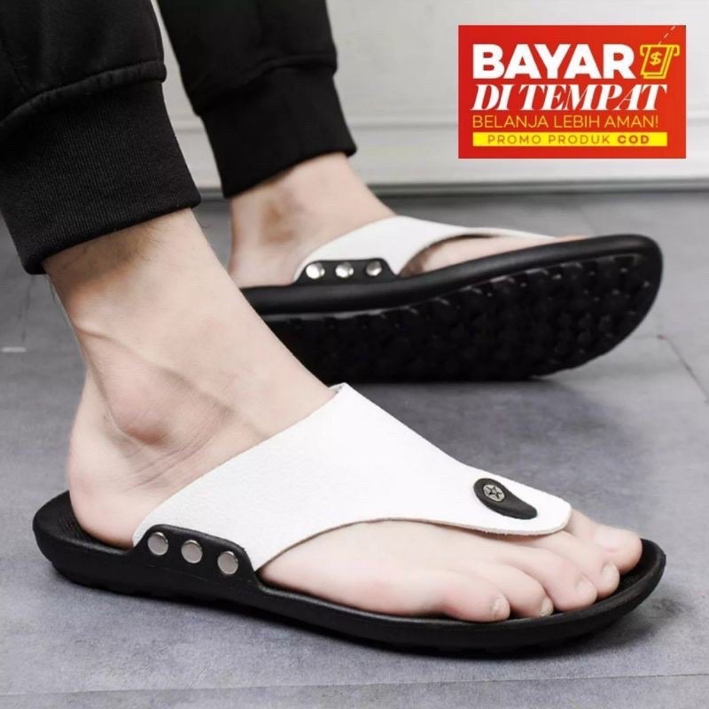 Sandal jepit Pria / Sandal kulit Casual / Sendal Santai Pria dewasa Kualitas Terbaik CNVL 39 - 43