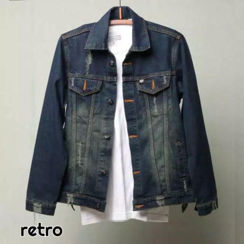 Terlaris jaket jeans sobek - jaket jeans pria sobek - jaket denim casual - bisa bayar di tempat - jaket pria - jaket jeans broadam - jaket sobek retro pria - jaket jeans legend off denim