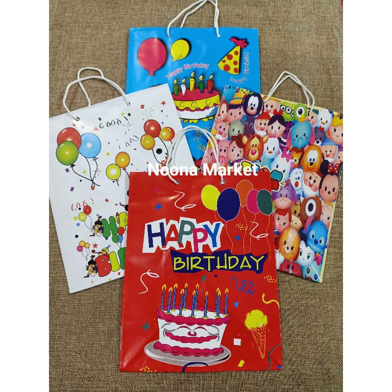 Paperbag Kertas Ulang Tahun / Tas Tali Kertas Karakter / Goodie Bag Ultah-1