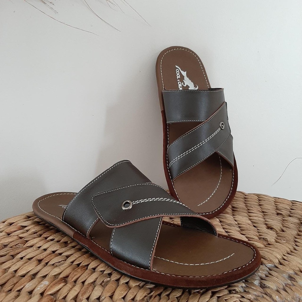 Sandal Selop - Sandal Jepit - Sandal Pria Kulit Kekinian - Sandal Slide - Sandal Slop