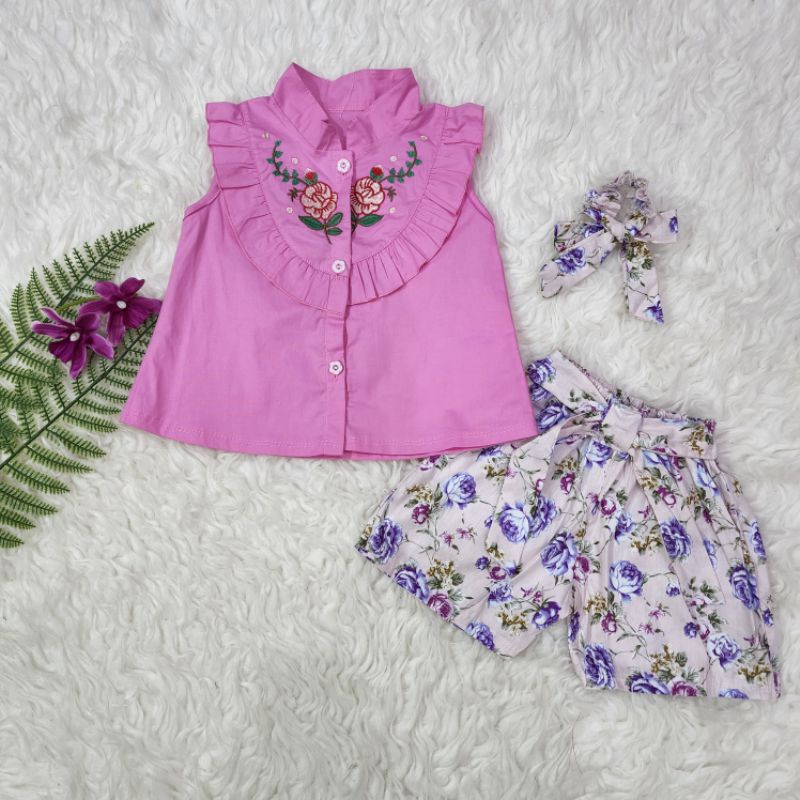 baju bayi perempuan stelan celana bunga baby girl