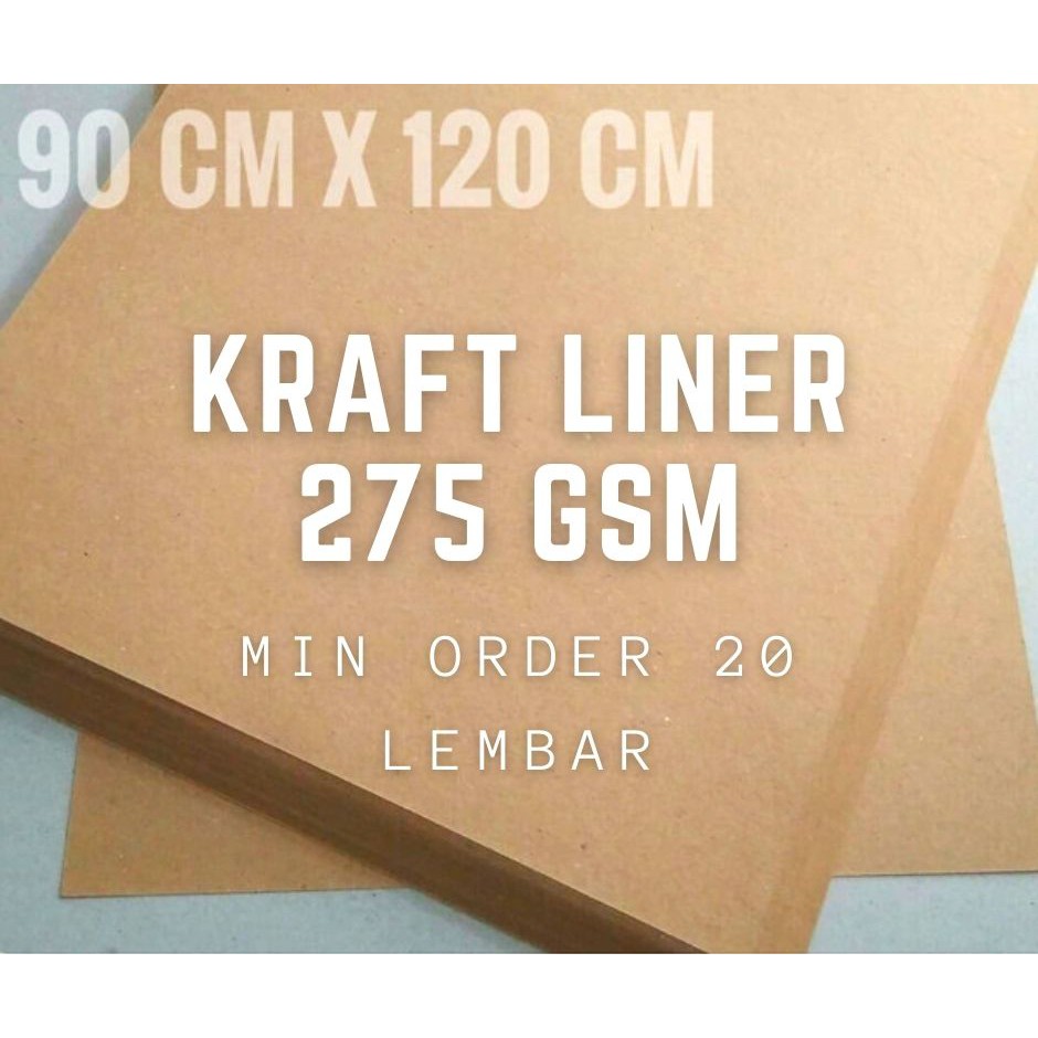 

KERTAS KRAFT LINER 275 GSM, UKURAN PLANO 90 X 120 CM, HARGA GROSIR