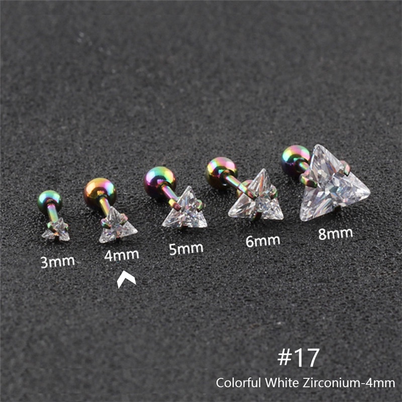 TK Fashion Zircon Stainless Steel Love Earrings Cartilage Ear Stud Crystal Heart Earrings Piercing Jewelry