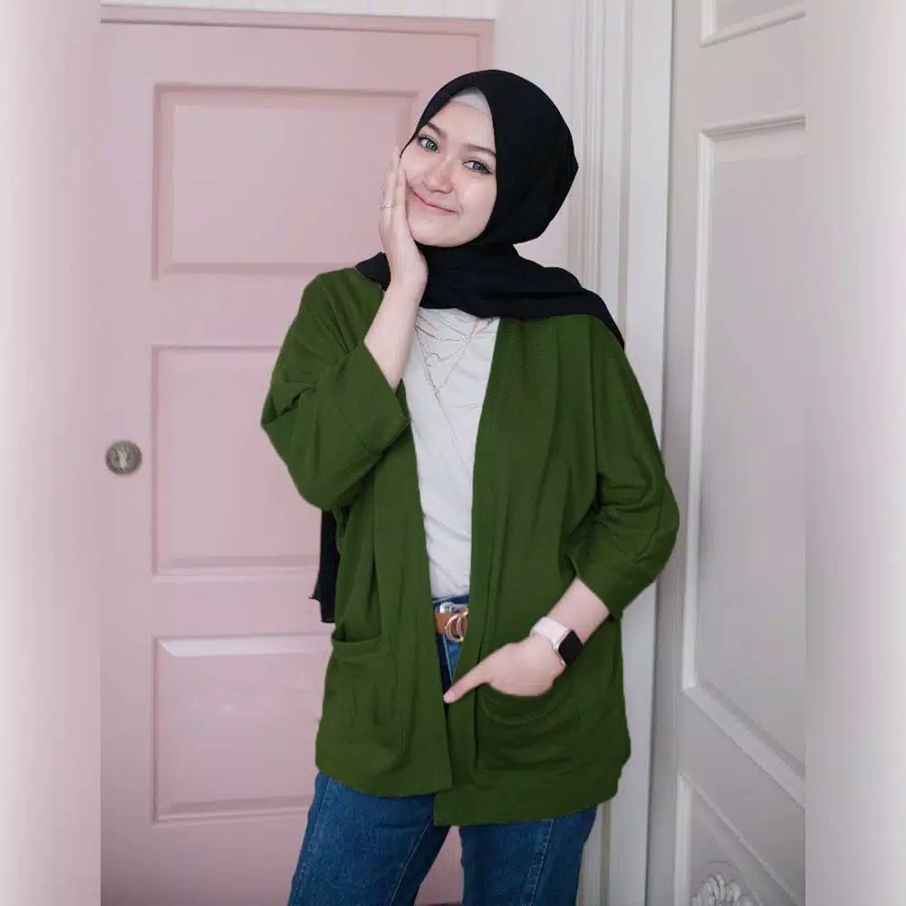 Outer Polos Kimono Loong Wanita Tanpa Kancing