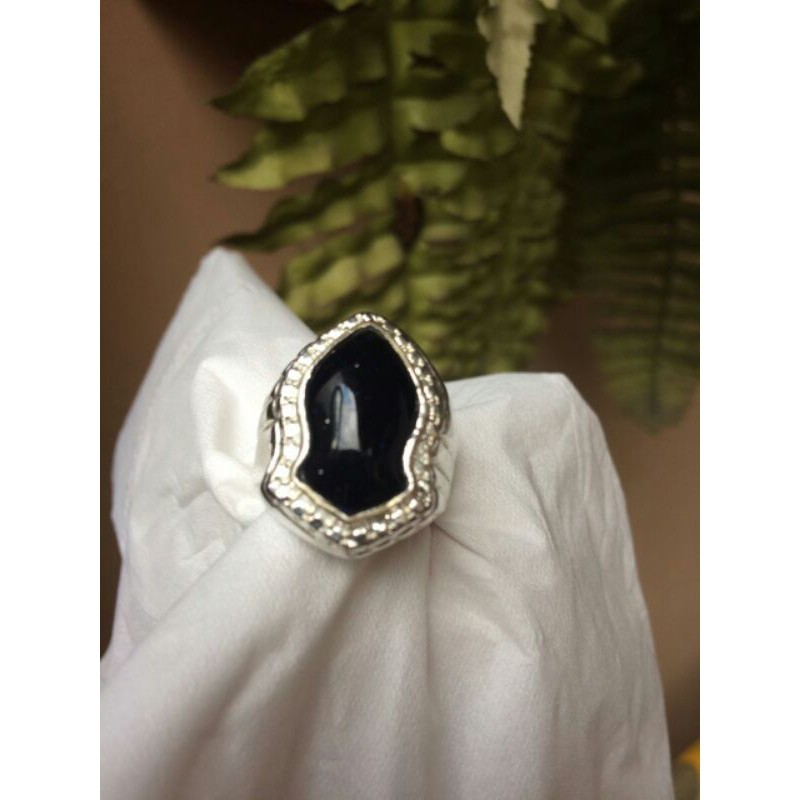 CINCIN RING TEROMPAH HITAM BATU PASIR EMAS