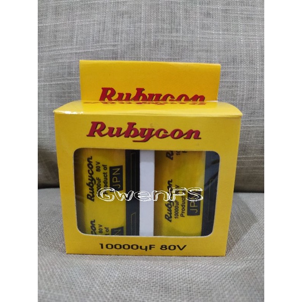 Isi 2 ELCO 10000UF 80V NEW RUBYCON YELLOW PER SET JAPAN ORIGINAL