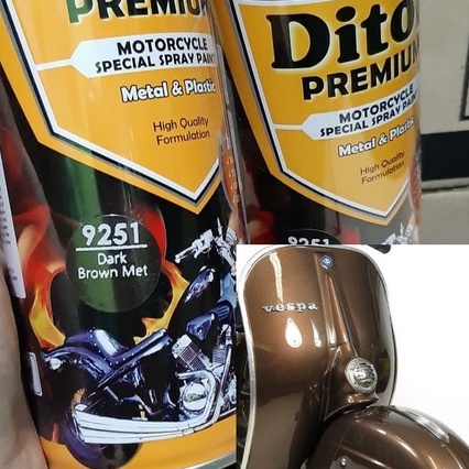 DITON Premium Pilok Pilox Cat Semprot Warna Vespa Coklat Metalik V9251 Dark Brown Met / Metallic Brown (400cc)