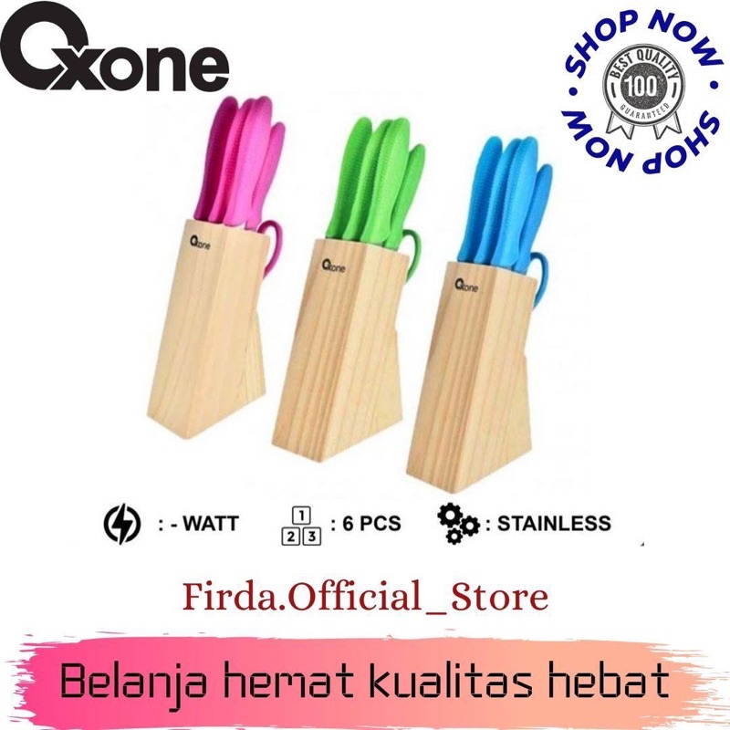 PISAU SET / KNIFE SET + GUNTING OXONE STAINLESS STEEL OX 961 / OX961 / OX-961 (GARANSI RESMI)