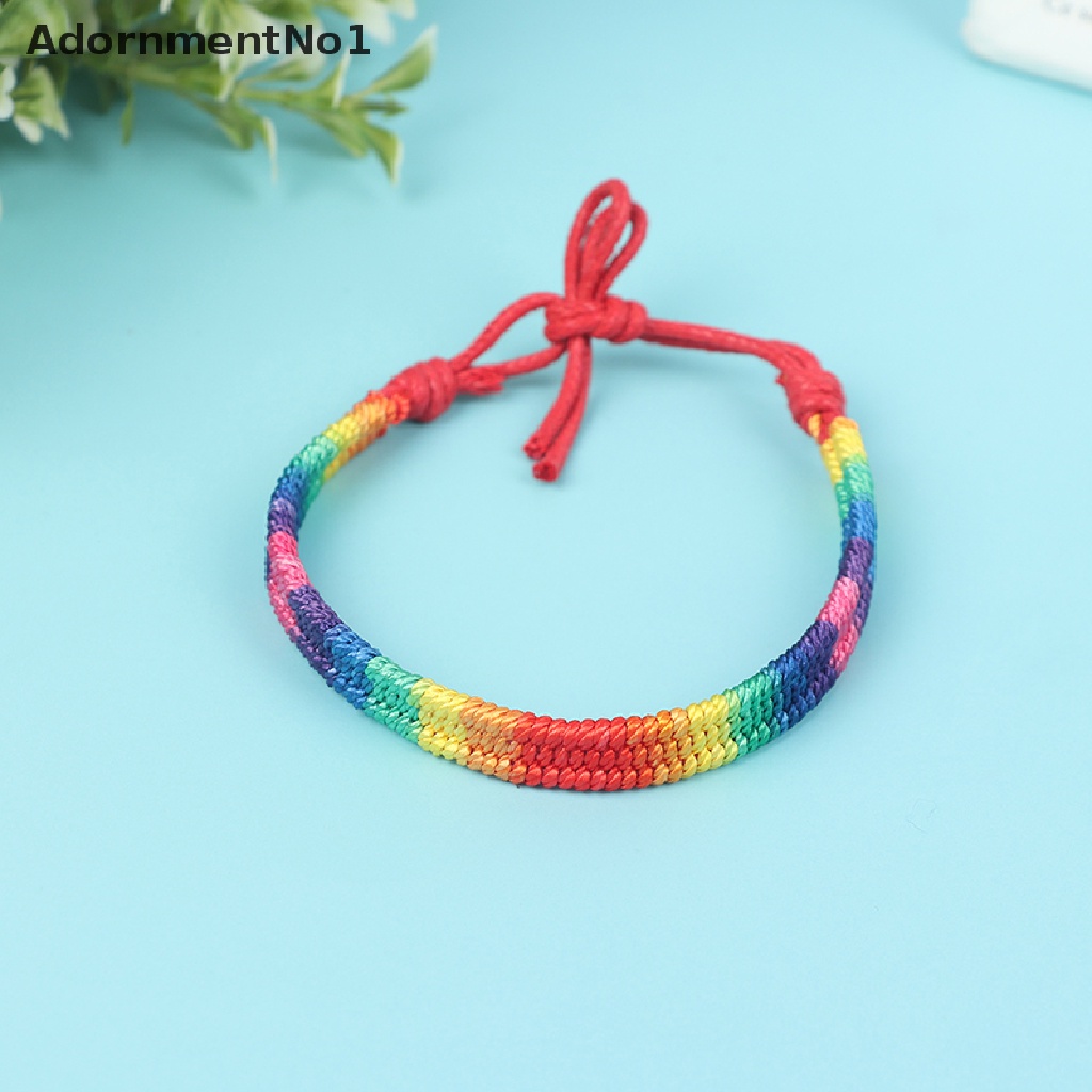 (AdornmentNo1) Lgbt Gelang Tali Anyam Handmade Warna Pelangi Untuk Pasangan / Pria / Wanita