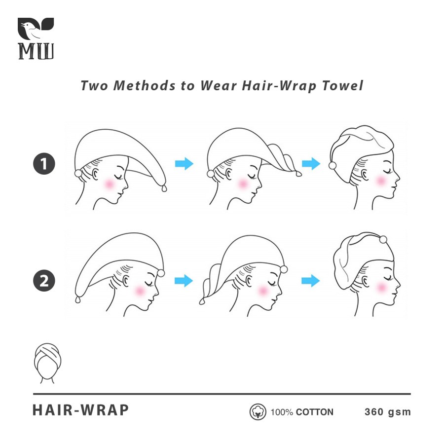 HANDUK PENGERING RAMBUT WRAP HANDUK RAMBUT TERRY PALMER MORNING WHISTLE COTTON