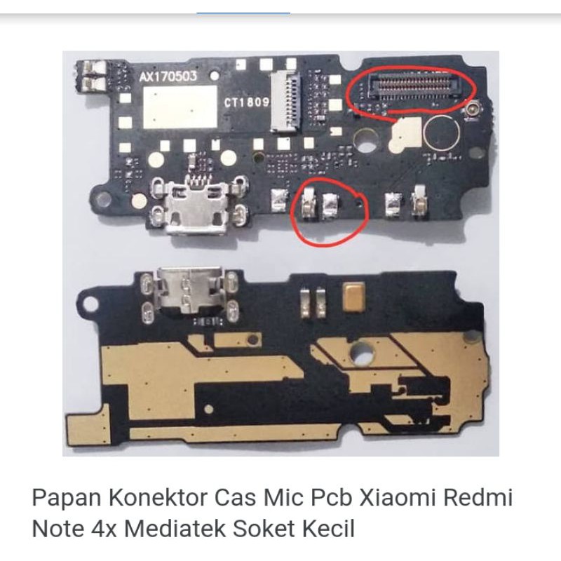 pcb papan conektor charger xiaomi redmi note 4x small original