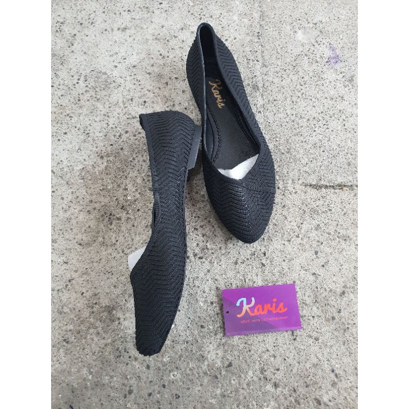 SEPATU KERJA WANITA FLAT SHOES KARIS 207 KARET LENTUR RINGAN