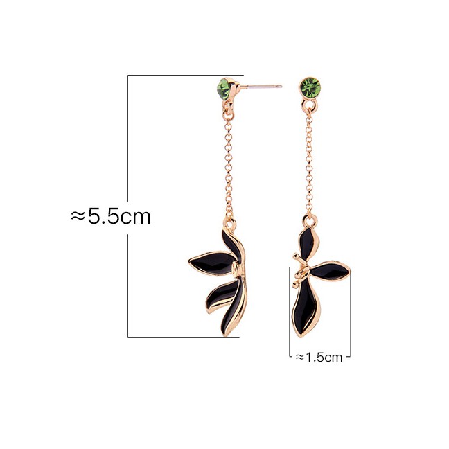 LRC Anting Tusuk Fashion White S925 Sterling Silver Asymmetric Drop Glaze Flower Earrings F89205