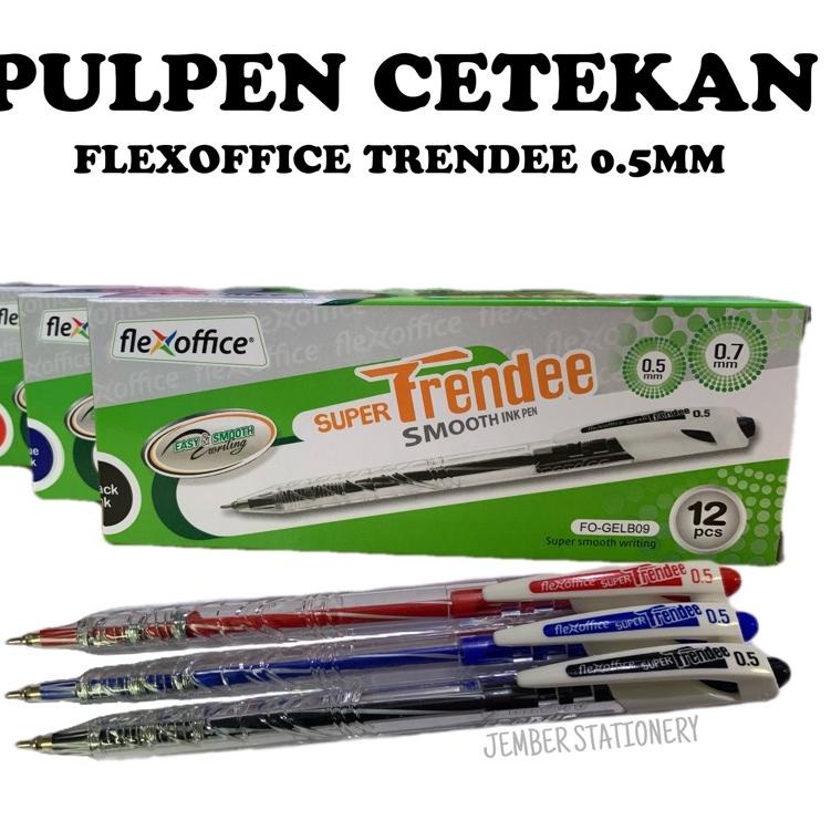 

ヹ (12pcs) Pulpen Flexoffice Trendee 0.5mm Cetekan Hitam / Biru / Merah BIG SALES 2894 ♛