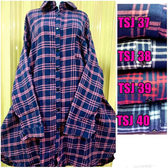 Tunik flanel super jumbo/tunik jumbo/tunik kotak/hem tunik/tunik murah/kemeja tunik/hem kotak/tunik