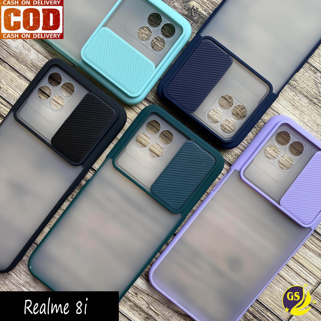 Realme 8i 8 Pro 5G REALME C35 C25S C25 C21 C20 C17 C15 7i 7 6 5 Pro 5 5i 5s Slide Case Protection Camera Pelindung Matte Candy Sliding Pelindung Kamera