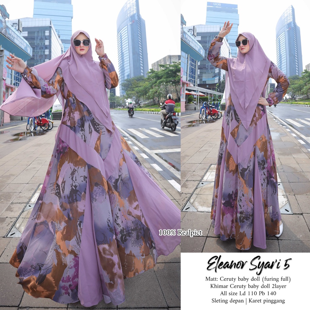 Zahira1808 Ceruty Eleanor 5 Gamis Muslim Syari Ibu Busui Dress Hijab Muslimah Atasan Wanita Terlaris-2
