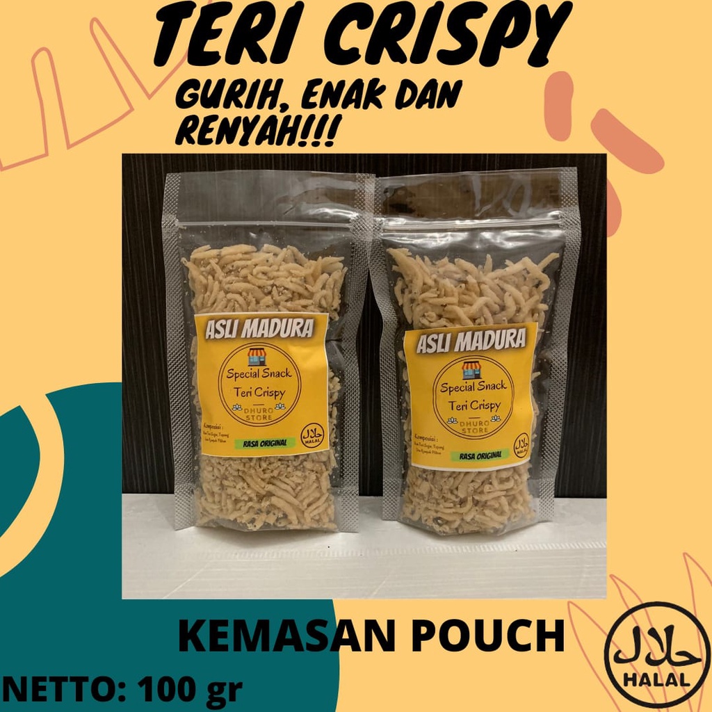 

( PROMO ISI 2 POUCH ) Cemilan Sehat Bergizi Teri Crispy Asli Madura Tanpa Bahan Pengawet, Teri Crispy