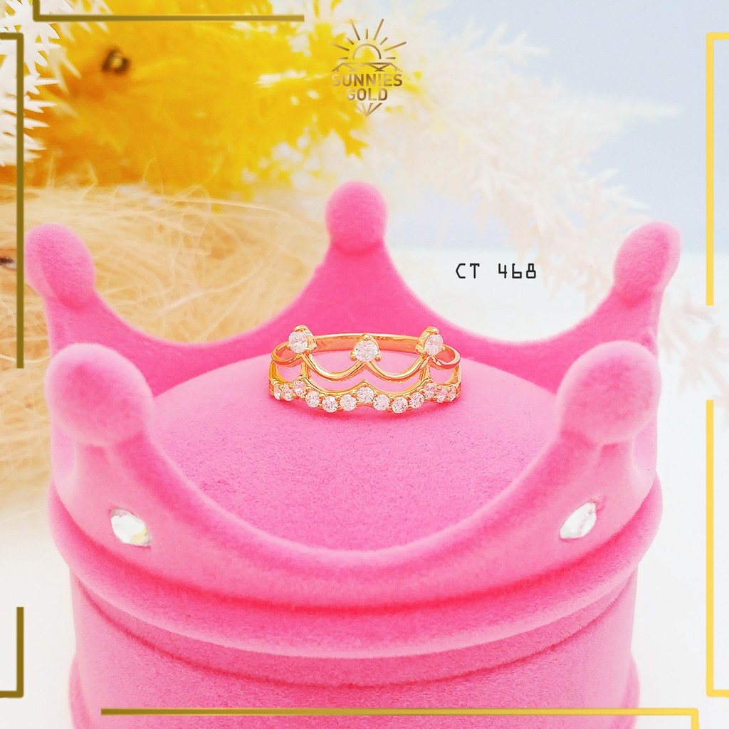 CINCIN WANITA EMAS ASLI KADAR 300 & 375 QUEEN MAHKOTA LUCU UNIK CINCIN CEWEK FASHION CT 468