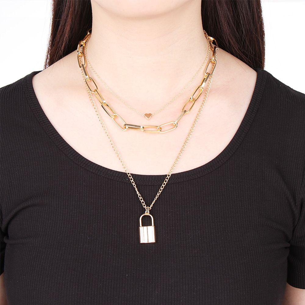 Lily Multilayer Kalung Trendy Hati Kupu-Kupu Rantai Ular